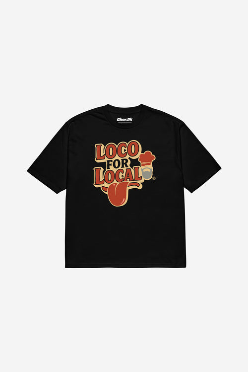 "Loco For Local" - Oversized heavyweight t-shirt (Black)