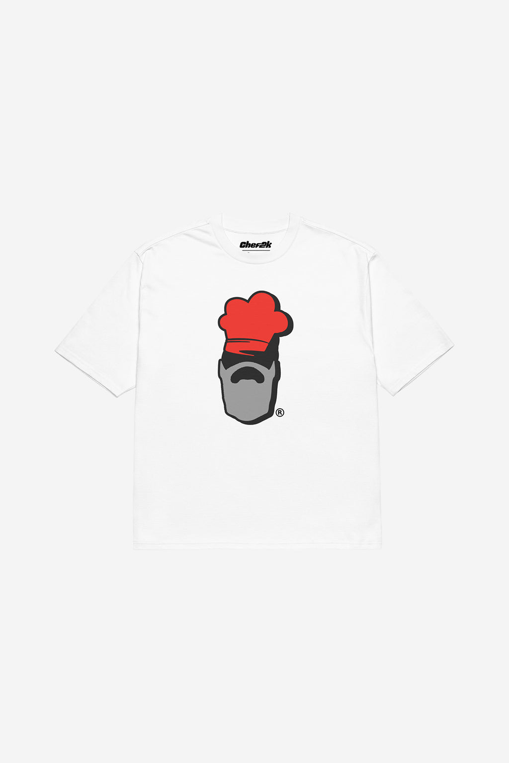 CHEF2K HEAD LOGO - Oversized heavyweight t-shirt (White)
