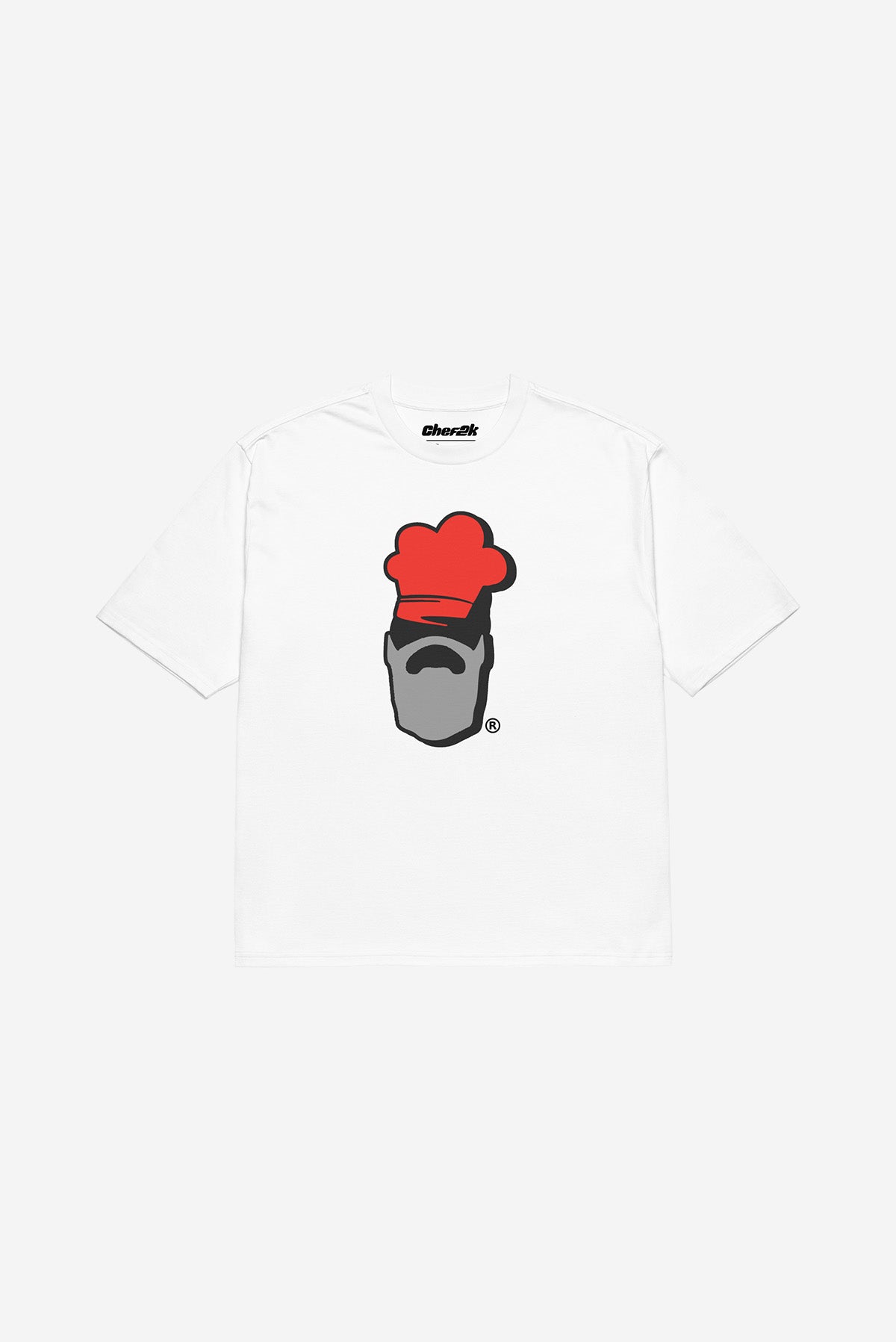 CHEF2K HEAD LOGO - Oversized heavyweight t-shirt (White)