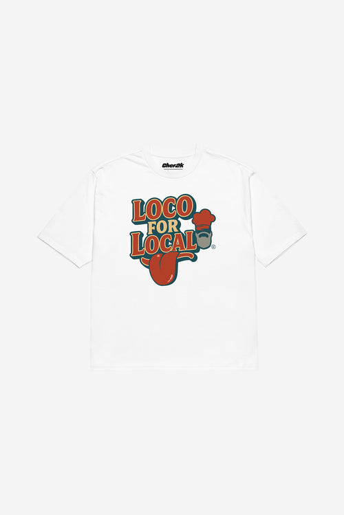 "Loco For Local" - Oversized heavyweight t-shirt (White)